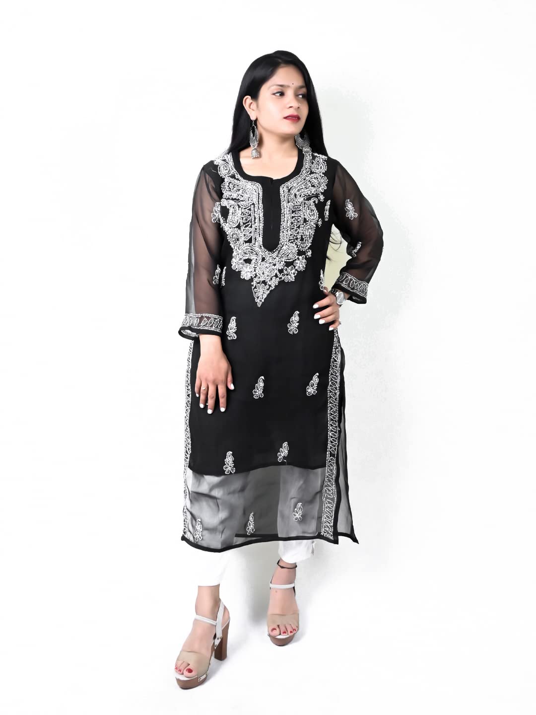 IbtidaChikankari Black Georgette