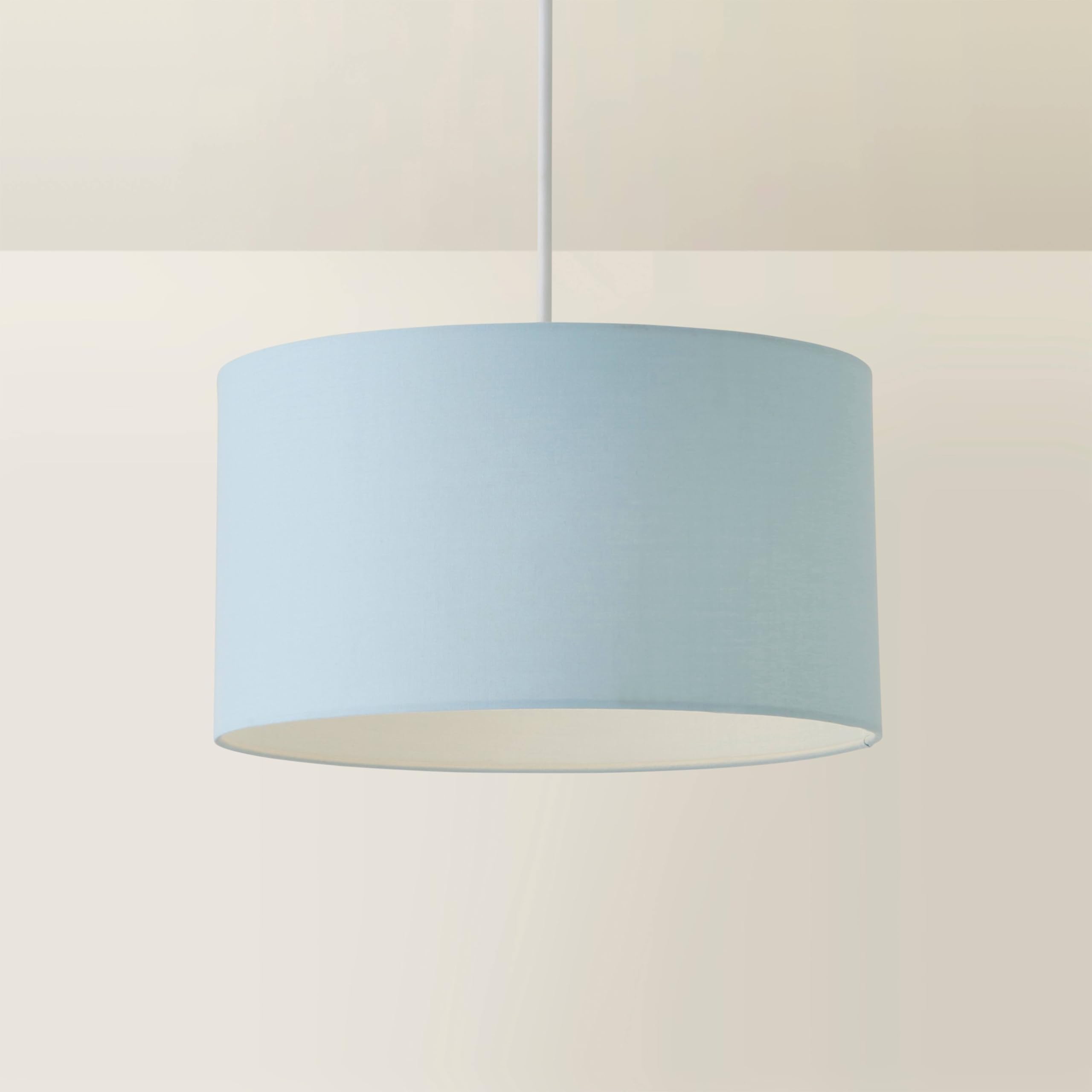 Valuelights Reni Large Fabric Drum Ceiling Lamp Shade - Duck Egg Blue / Plastic / 35Cm