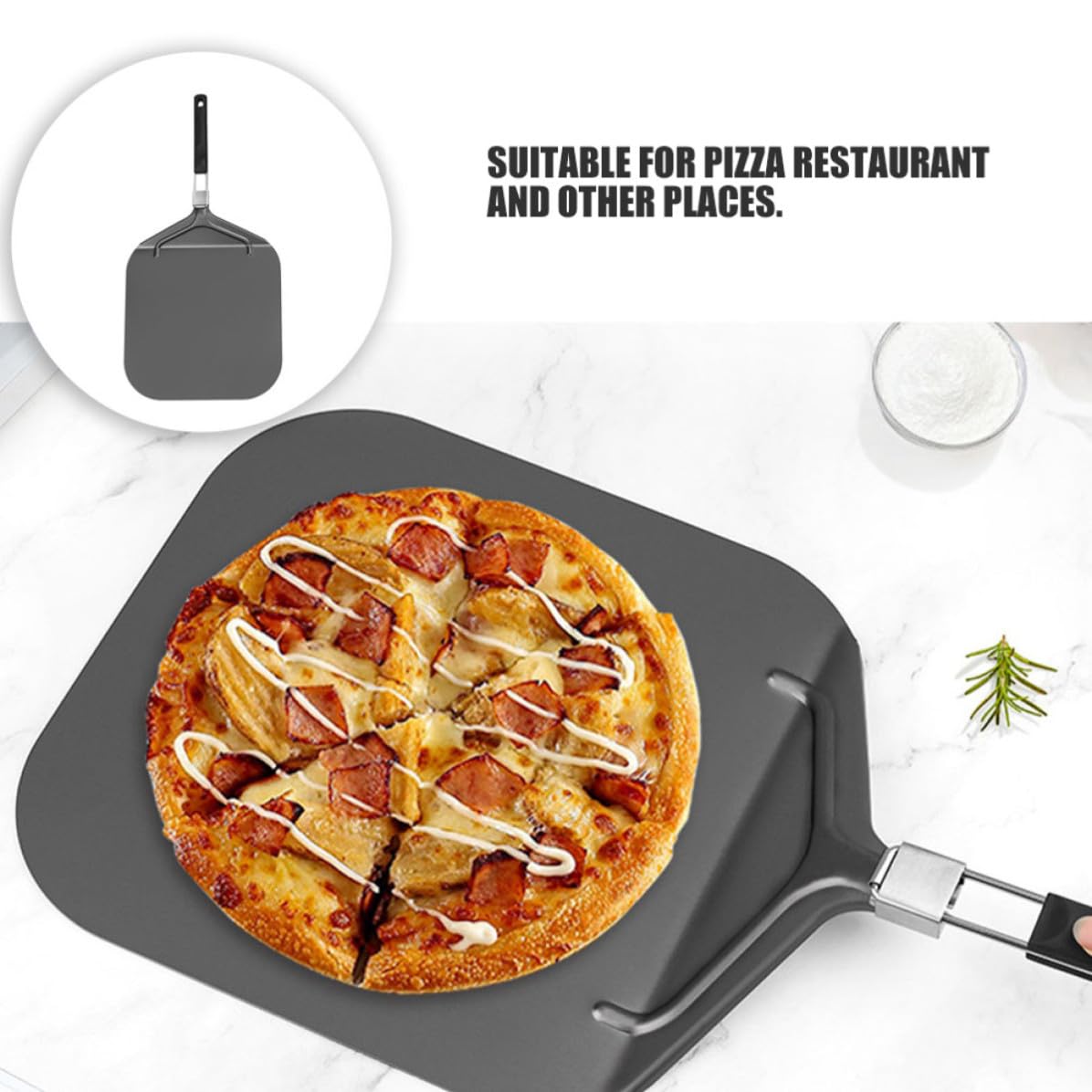Pala para Pizza Plegable de Aluminio Mango de Goma Negro