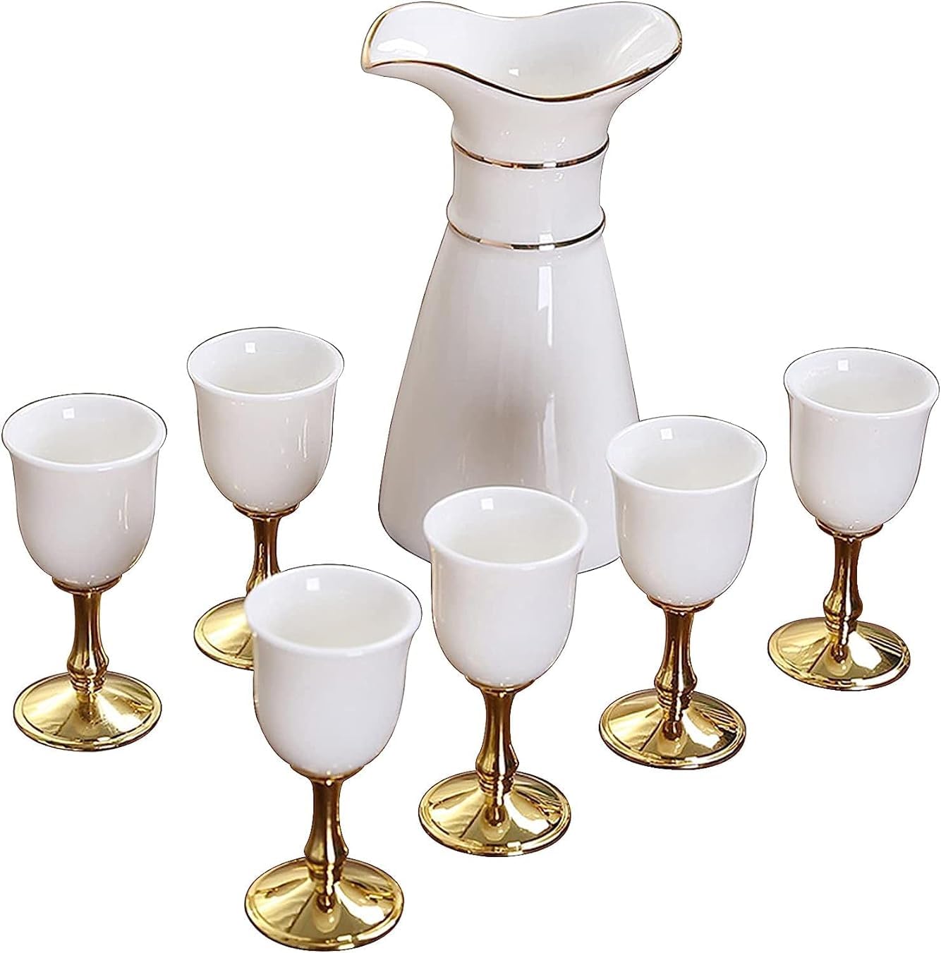 Service à saké japonais RWRAPS rouge et doré avec 4 tasses et bouteille en coffret cadeau élégant