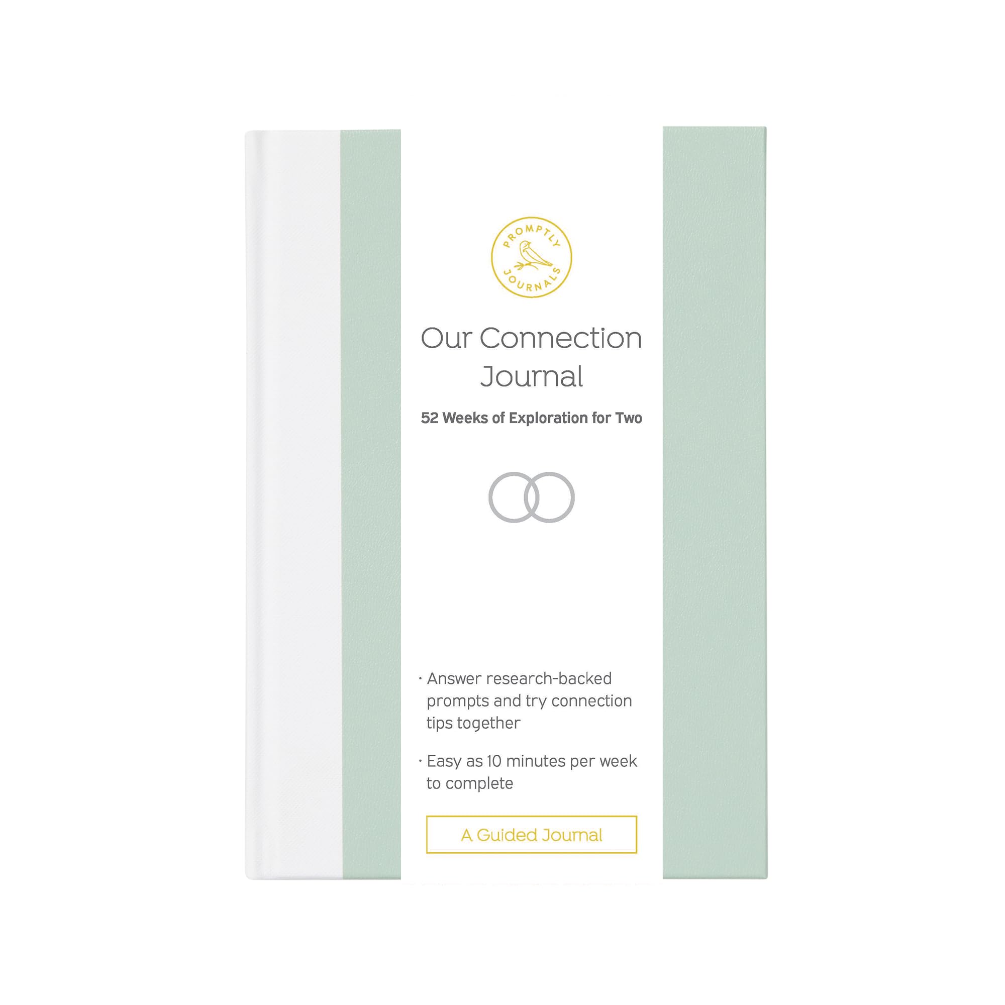 Promptly Journals, Our Connection Journal: 52 Weeks of Exploration for Two (Aloe, Green, Linen/Leatherette) | Couples Journal | Relationship Book for Couples | Couples Therapy Journal