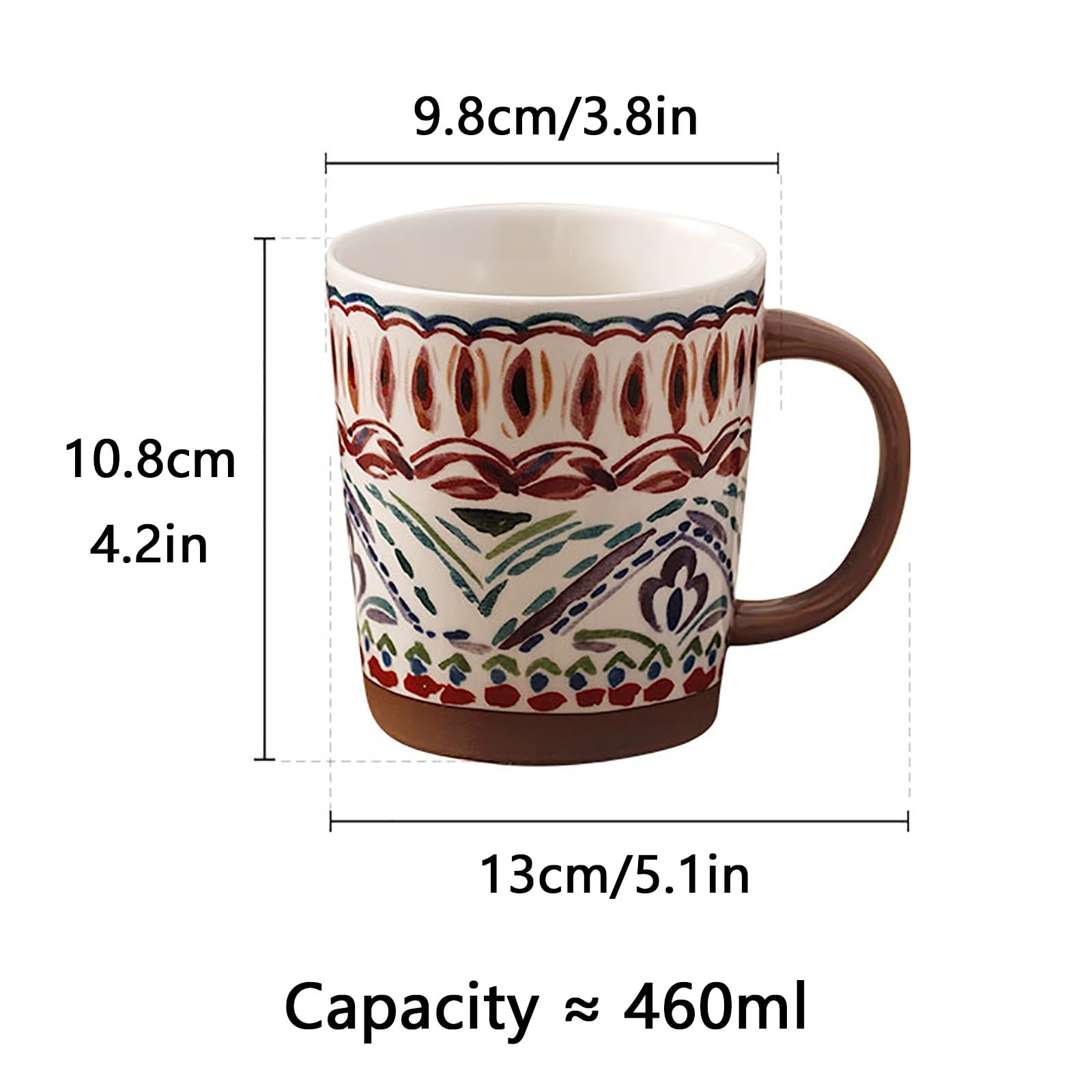 Kreative Handbemalte Kaffe Becher, Trinkbecher mit Henkel, Retro & Stilvoll, Rutschfest & Verbrühungssicher, Ein Tolles Geschenk für Zuhause und Das Büro(Natural4)