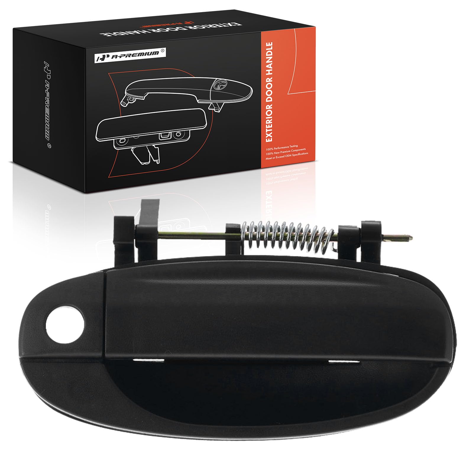 A-Premium Front Right Passenger Side Exterior Door Handle with Keyhole Compatible with Chevrolet Aveo 2004, Textured Black, Replace# 96541632