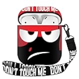 for Airpods Case, Don't Touch Me for Airpods Cover with Keychain/Lanyard Soft Cute Shockproof Cover for Women Men Compatible with for Airpods 2/1 Charging Case,red