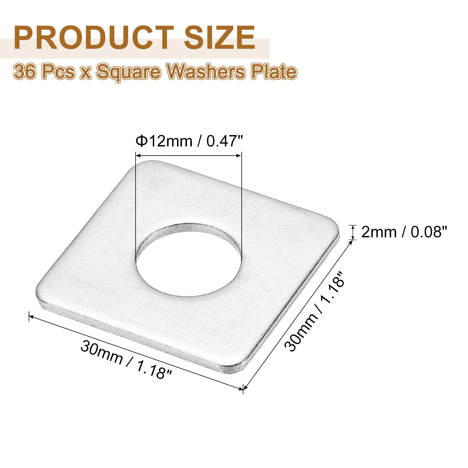 PATIKIL M12x30x2mm Square Washers - Image 2