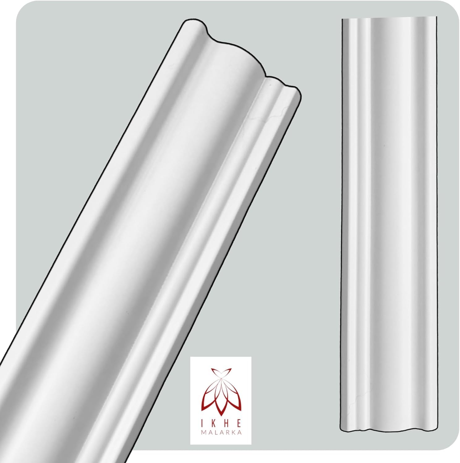 Molduras de techo de 100 cm – Molduras decorativas de estuco para pared y techo – Ligero, duro y estable, se puede pintar – (JC194-W listón 02-10 unidades | 10 m)