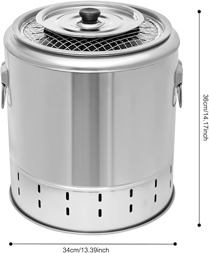 Miniatura 2 de Barbacoa portátil sin humo, parrilla de barril de carbón envolvente de acero inoxidable con 20 pinchos y barbacoa 2 en 1 diseño para pícnics,