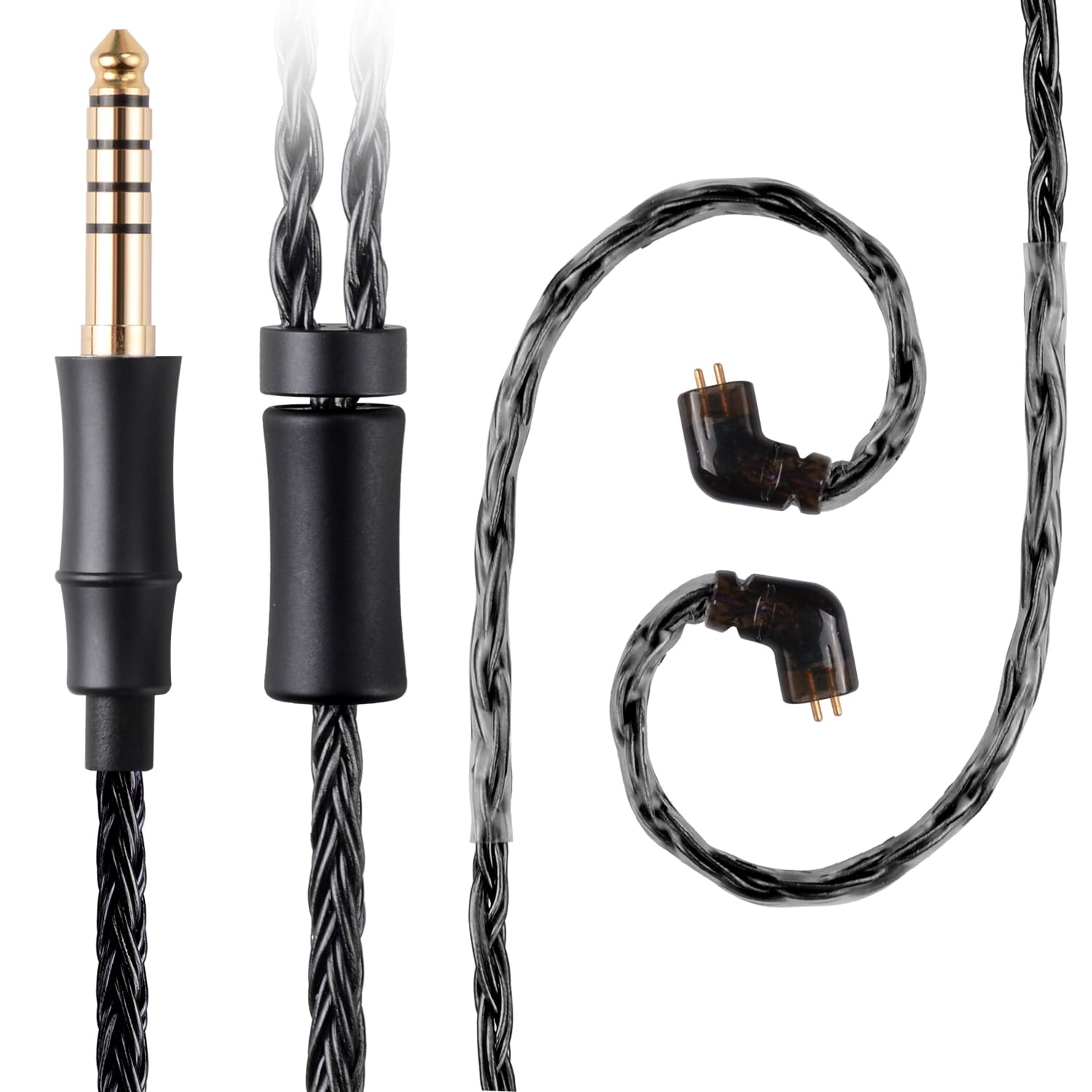 IEM 16-żyłowy, wymienny, ulepszony kabel słuchawkowy, 1,5 m QDC-C pin do KZ ZS10 ZSN PRO X AS16 CCA CRA C12 (wpuszczany 2-pinowy 4,4 mm, 1,5 m) czarny