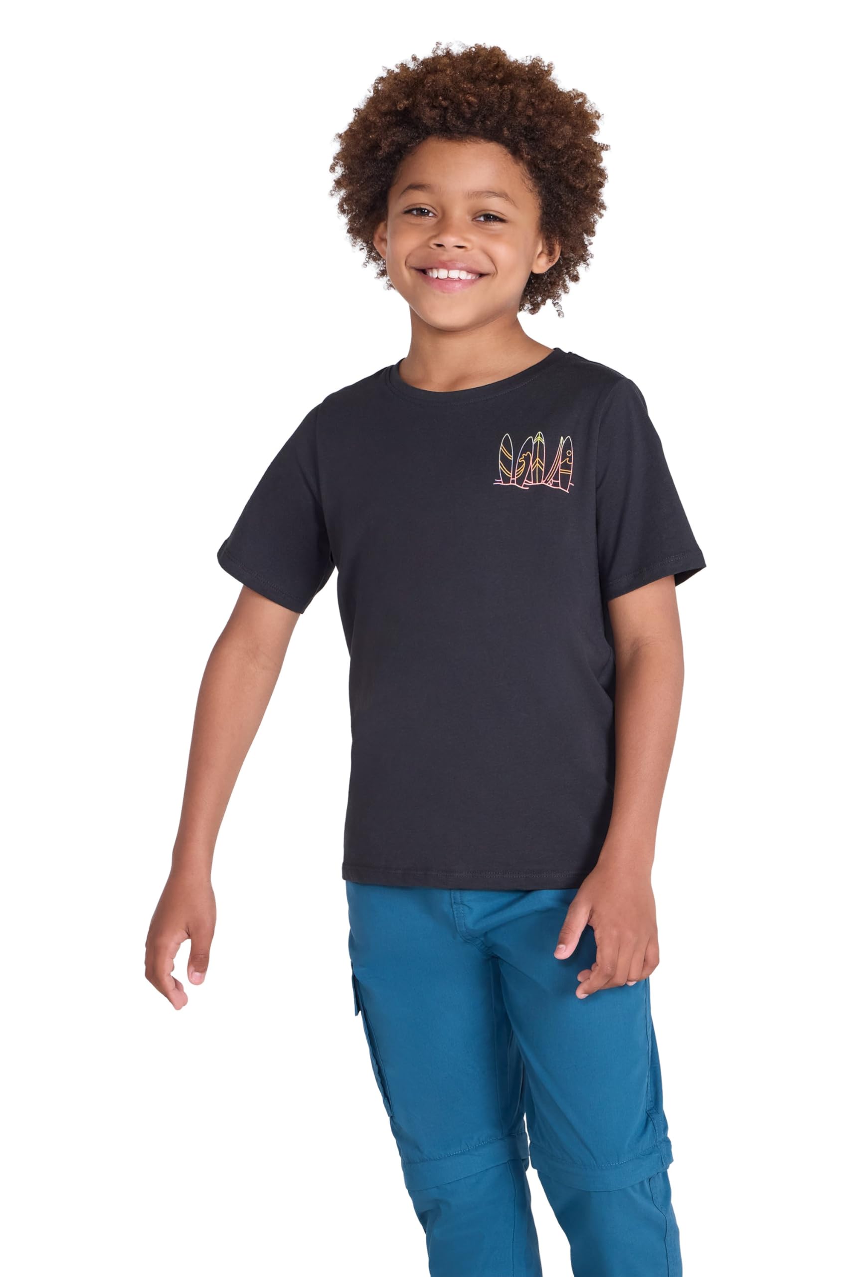 Mountain Warehouse Charcoal Surfboard Kids Tee Teen Size 13 Years