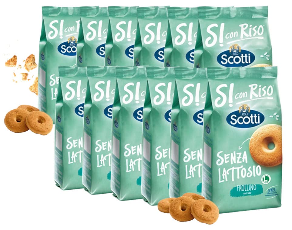 12 x galletas Scotti con arroz sin lactosa (libre de latosa) 350 g [12 paquetes]