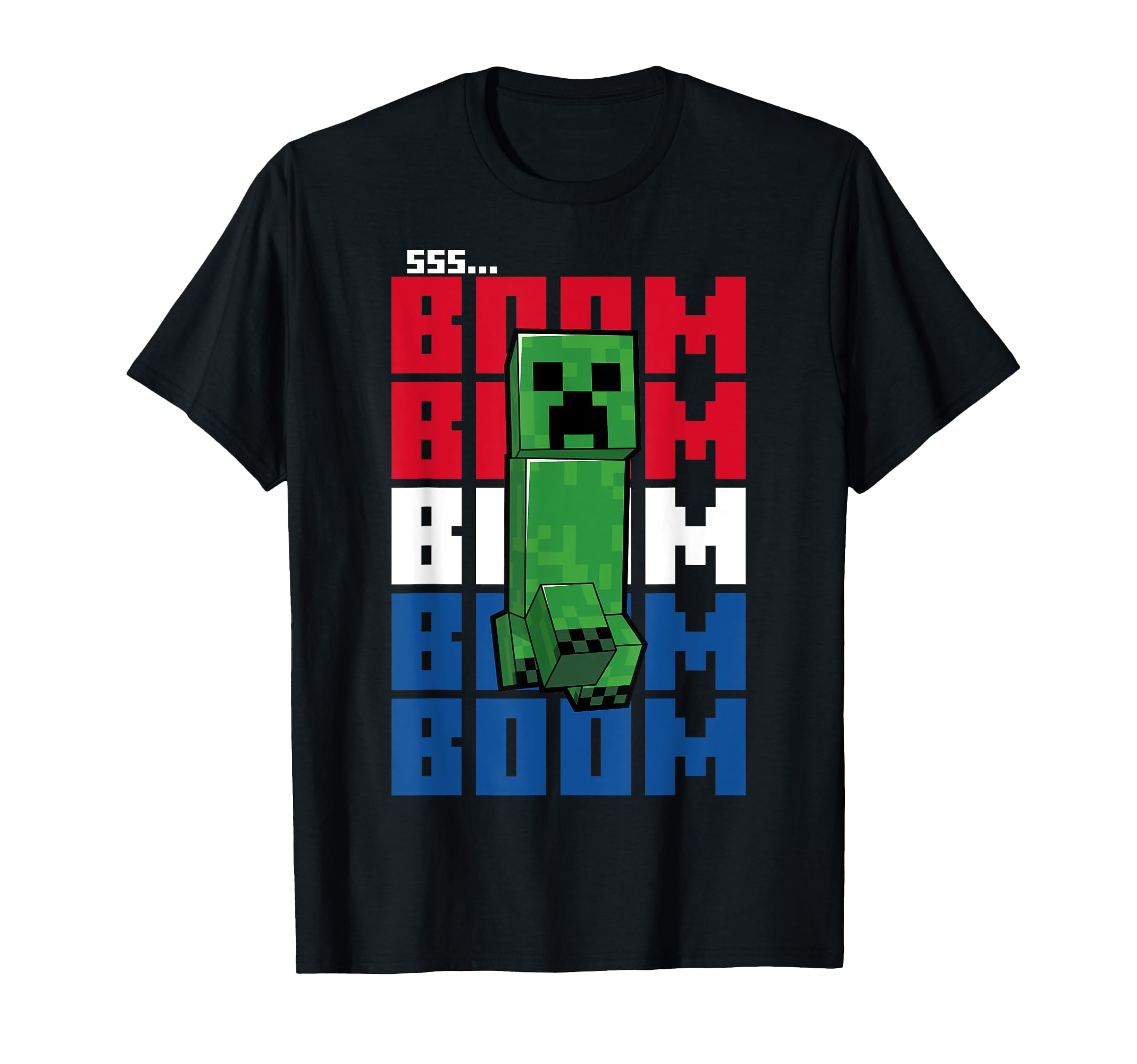Minecraft 4th Of July Creeper Boom American Colors T-Shirt
