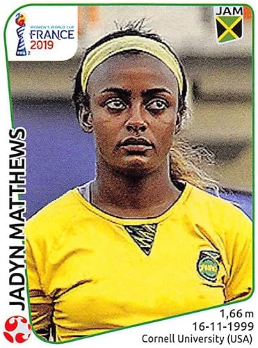 Miniatura 1 de 2019 Panini FIFA Women's World Cup France Album Stickers (Individual Sticker Only) Soccer #241 Jadyn Matthews Jamaica 2 Inch by 2 12 Inch