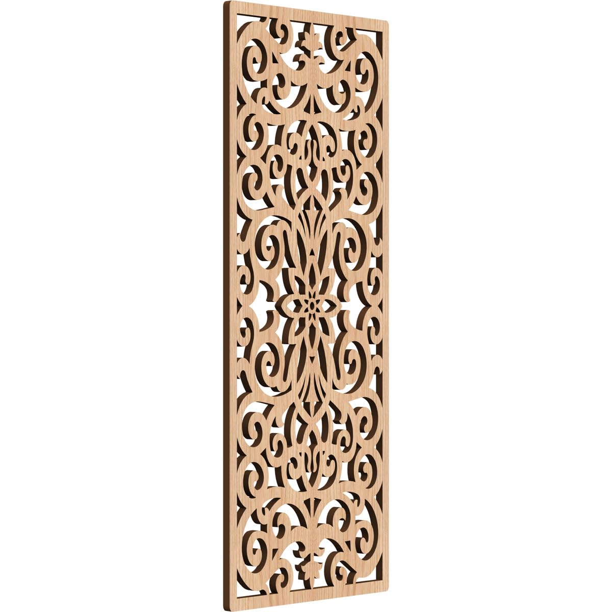 Buel Decorative Pierced Fretwork Wood Wall Panels, 9 3/8"W x 24 3/8"H x 1/4"T, Hickory