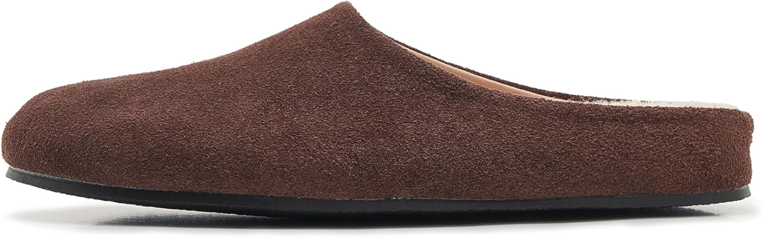 Women's Suede Clogs Round Toe Fuzzy Fur Lined Mules Comfort Fall Slippers Slip On Potato Shoes with Arch Support - Image 2