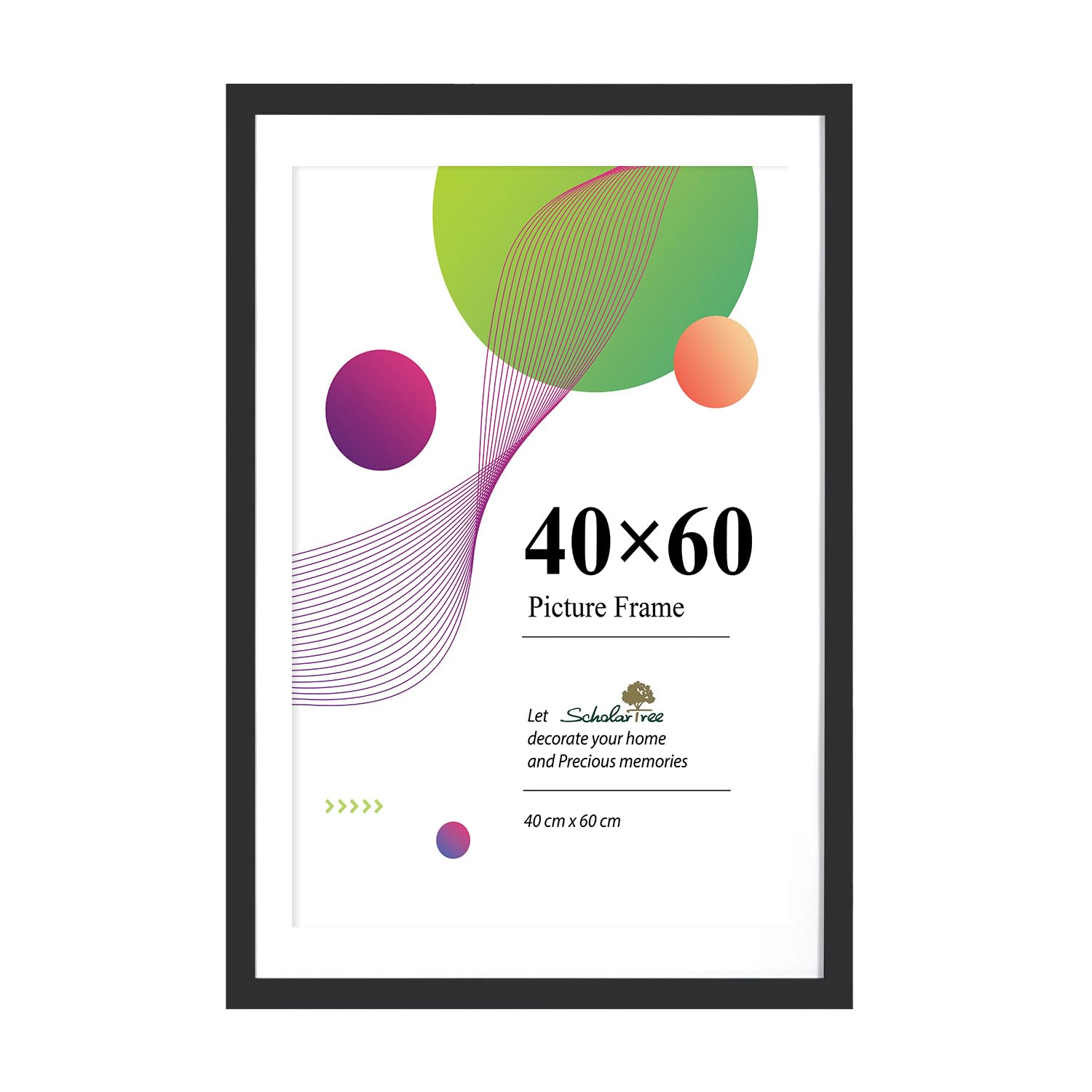 Scholar Tree 40x60 Frame -1 Pack Black 40x60cm Picture Frames, Wall Hanging Photo Frame