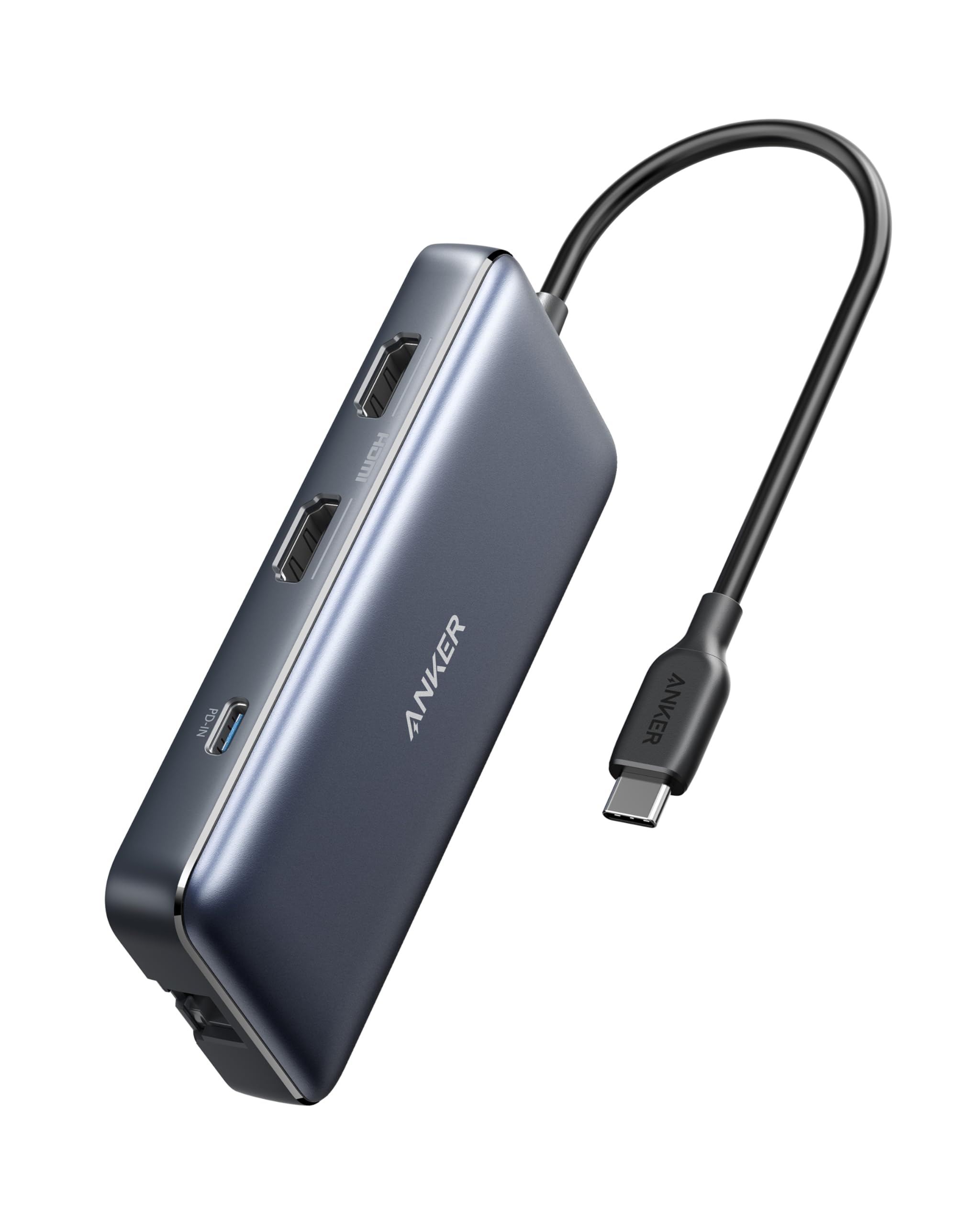 Anker Hub USB C PowerExpand 8 in1 100W, Adattatore con 2 4K HDMI, Power Delivery 100 W, Ethernet da1 Gbps, 2 Porte Dati USB 3.0, Lettore di Schede SD e MicroSD, per MacBook Pro, XPS, Pixelbook e Altro