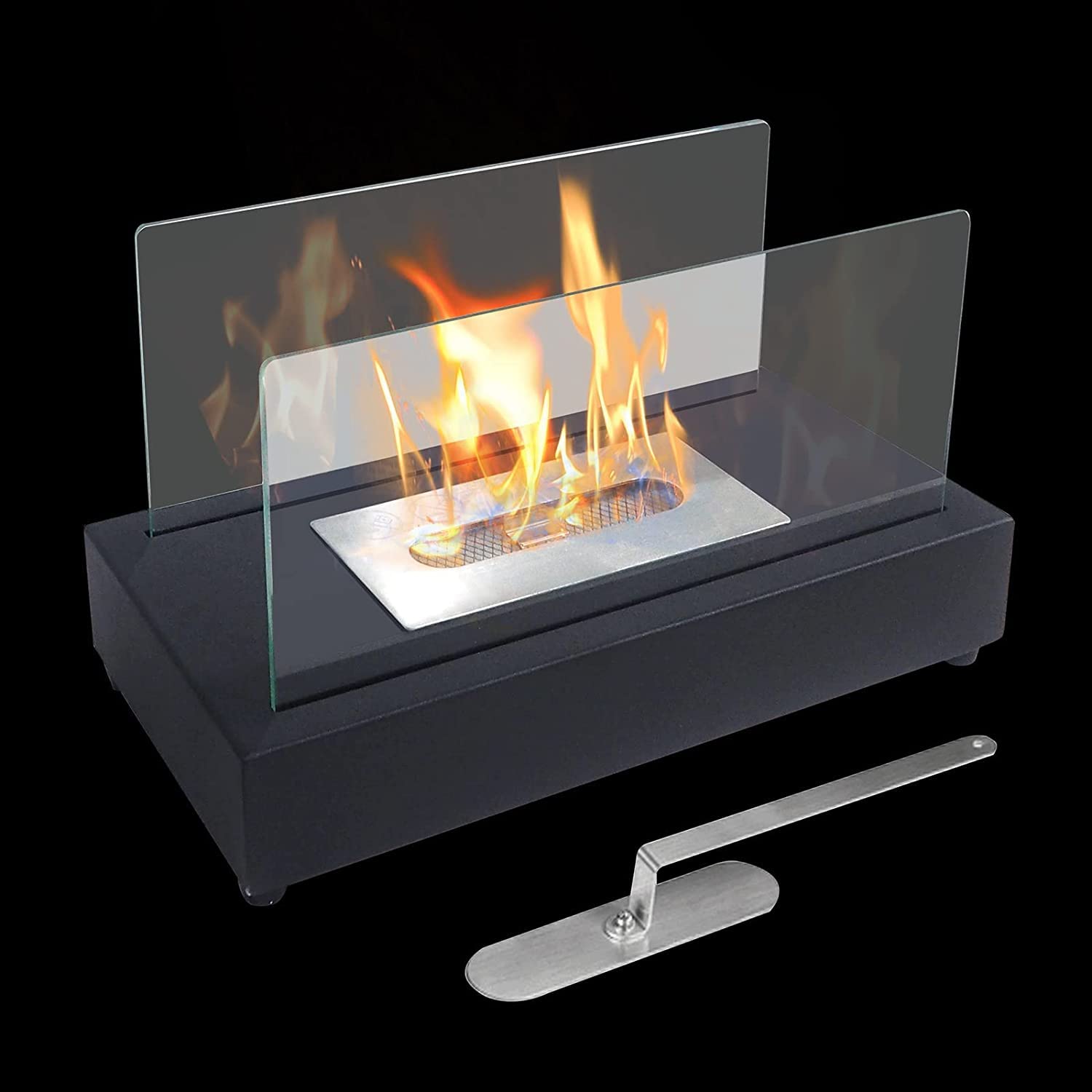 PYXZQW Tabletop Fireplace Heater, Table Top Fire Pit,Tabletop Fireplace Indoor Outdoor Portable Ethanol Mini Fireplace Fire Pit Bowl, Real Flame, Black