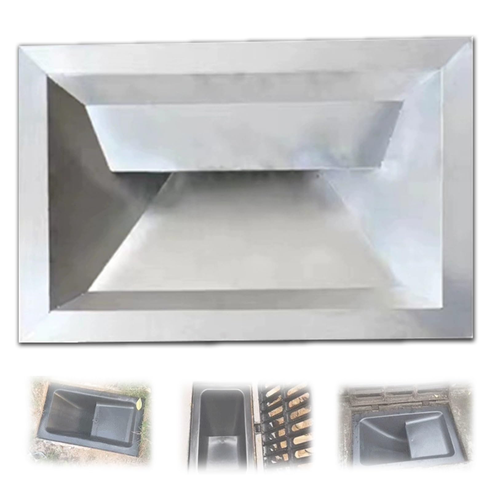 Chiusino Pozzetto da Incasso, Pozzetto Giardino Quadrato Rettangolare in Acciaio Inox per Bloccare i Detriti, Tombino Esterno per Cortile, Prato, Giardino, Pavimentazione(30x30cm/12x12in)