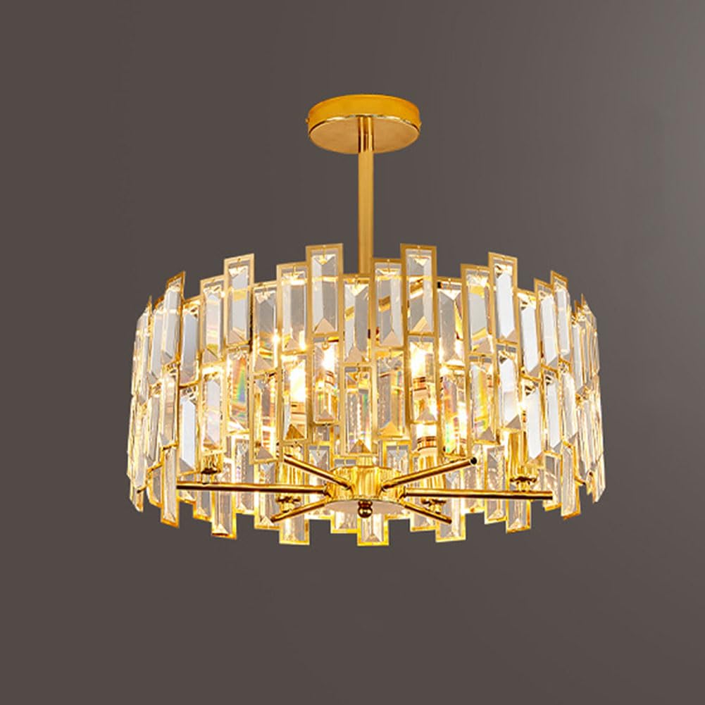 HXYSXHJUO E14 modern light luxury crystal lamp, simple living room chandelier, for bedroom dining fixtures,45CM