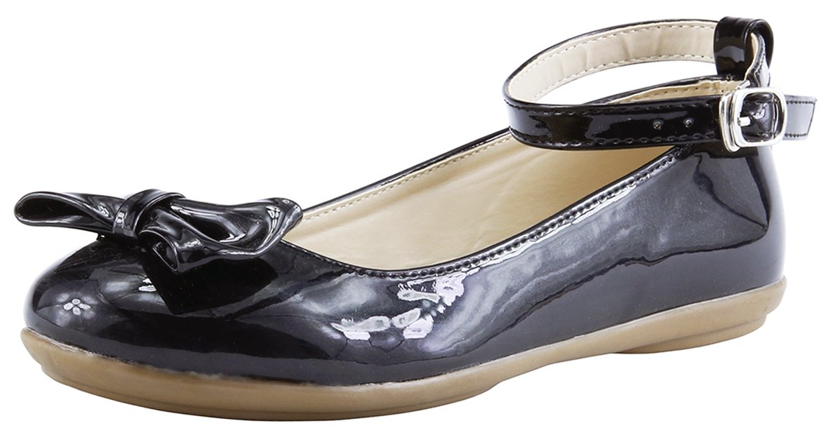 The Doll Maker Bow Top Strap Flat - FBA1611408A-5 Black