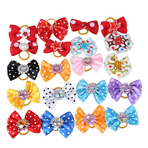 BQLZR Pet Dog Hair Bows Accessories With Rubber Bands Pack Of 20