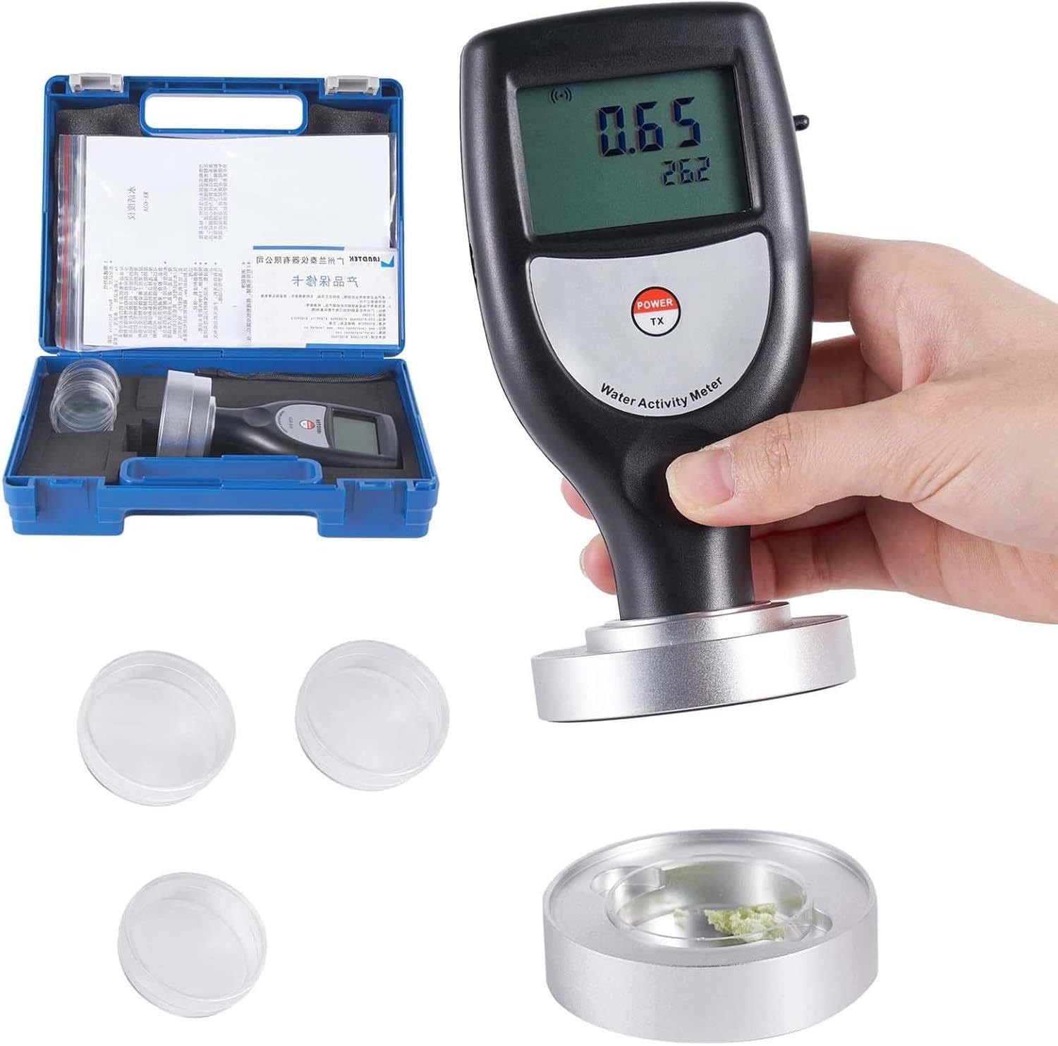 Misuratore di attività dell'acqua, tester portatile AW con LCD retroilluminato, precisione 0,02 aw per test di laboratorio alimentare e sul campo, USB+Bluetooth