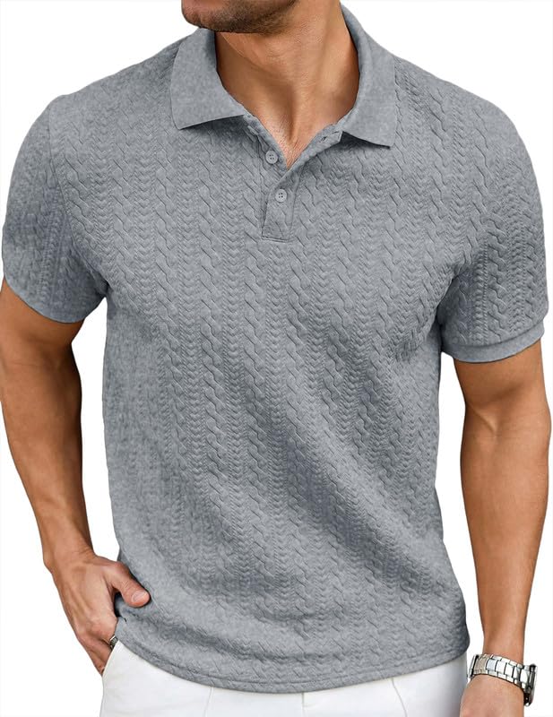 JMIERR Herren Poloshirt Strick Polohemd Sommer Kurzarmshirt | Textur Poloshirts,Old money style,Atmungsaktiv und Stretch,Freizeit und Alltag,Urlaub,Strand,Golf,Büro