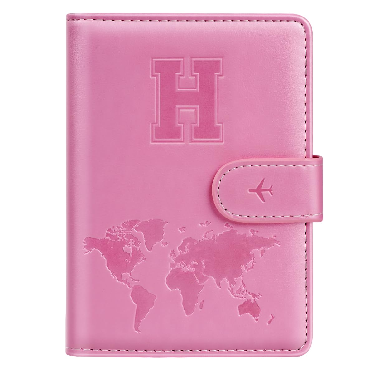 Passport Holder Cover Initail Letter A-Z Travel Wallet 10D Embossed Design RFID Blocking Card Holder Personalized Gift Passport Cover Wallet, Passport Book Holders for Women and Girls, Pink-H, Pink-H-image-22