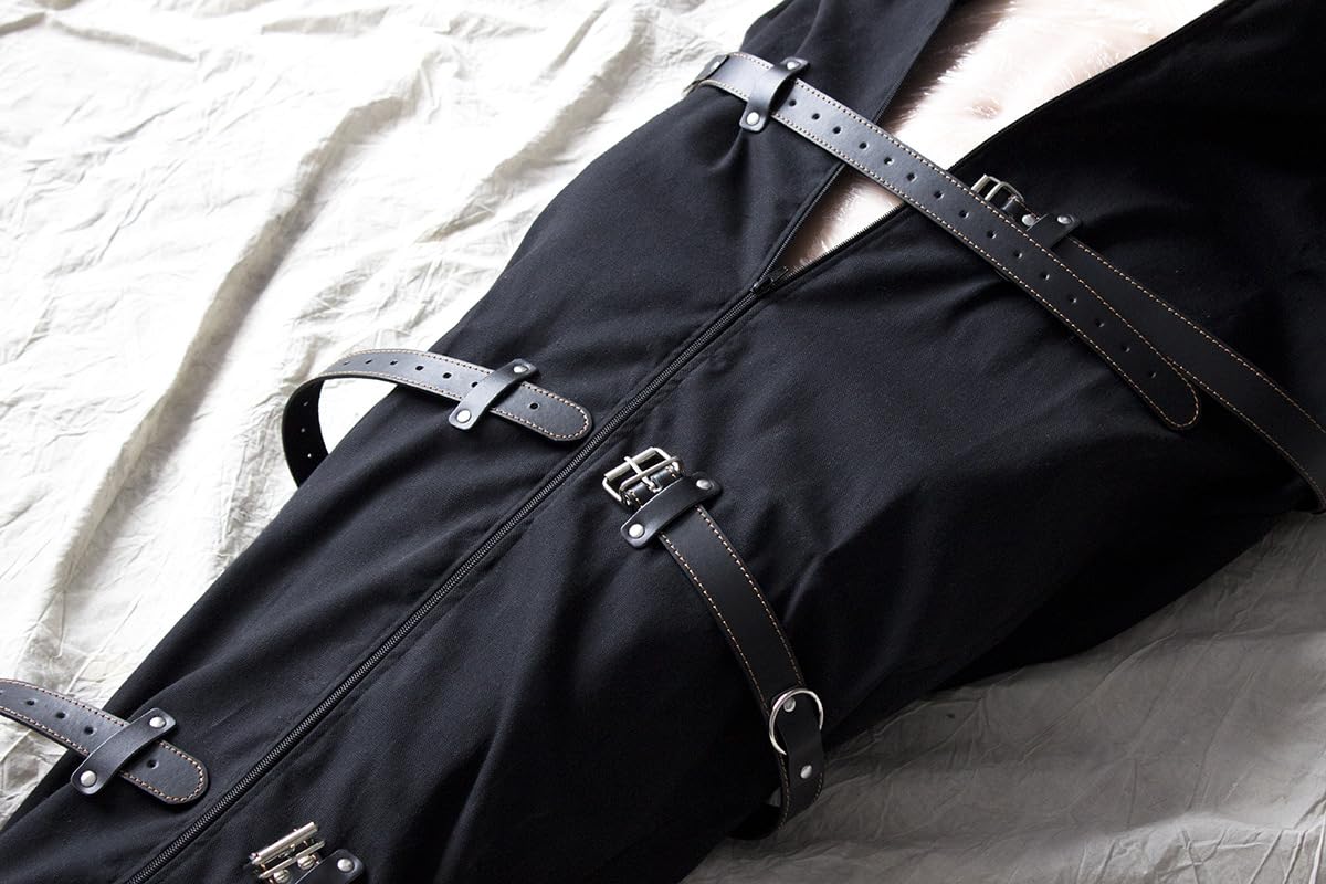 Sac d'entrave BDSM en Coton avec Sangles – Sac de Couchage Bondage pour Tout Le Corps, Camisole de Force avec Fermeture éclair, jusqu'à 185 cm, Accessoires SM