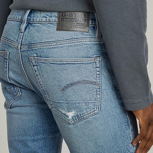 G-STAR Herren 3301 Slim Jeans, Blau (Vintage Blue Vapour Destroyed 51001-D936-H103), 27W / 32L – Ansicht 3