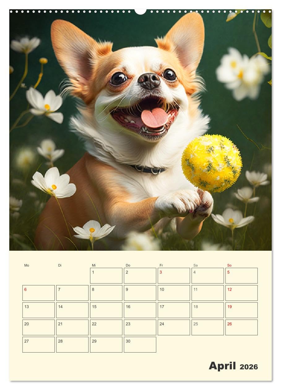 Witzige Chihuahuas. Glückliche Temperamentbündel (Wandkalender 2026 DIN A2 hoch), CALVENDO Monatskalender: Klitzekleine Hunde mit Köpfchen und großem Charakter (CALVENDO Tiere)