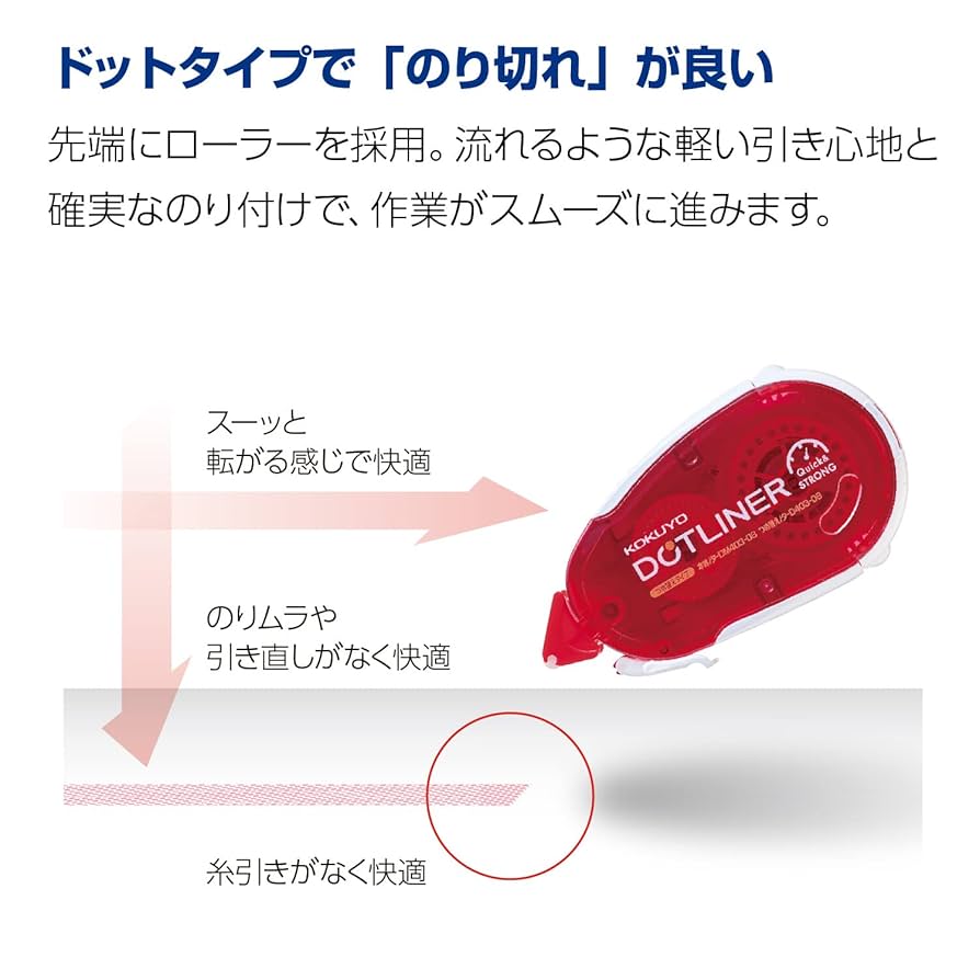 コクヨ ドットライナー 赤 テープのり＜ドットライナー＞つめ替えタイプ本体・強力に貼る