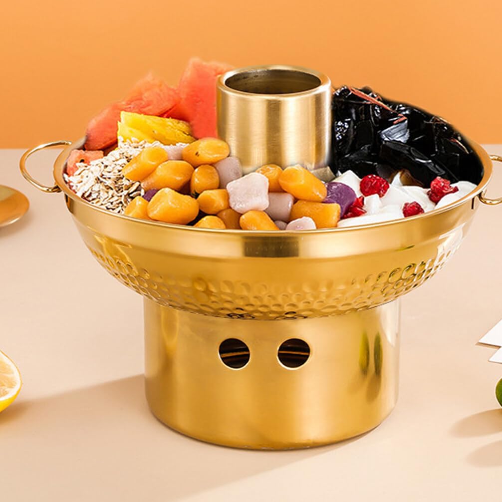 HOLIDYOYO Single Serve Dessert Fondue Pot 20cm Portable Hotpot Stainless Steel Easy to Clean