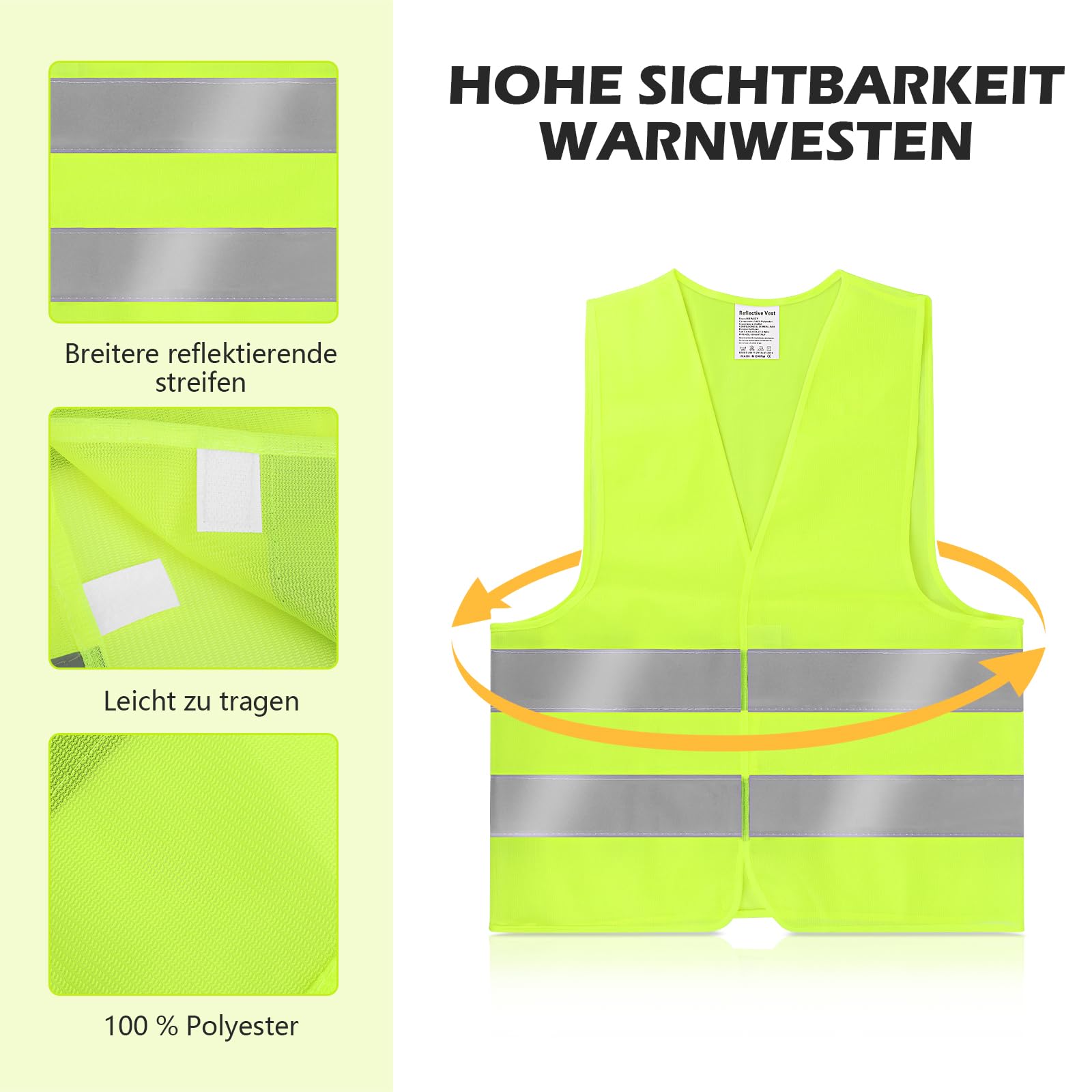 KEWUZY Chaleco Reflectante, 2 Piezas Chaleco de Seguridad, Chaleco de Alta Visibilidad para Conductores, Trabajadores, Amarillo