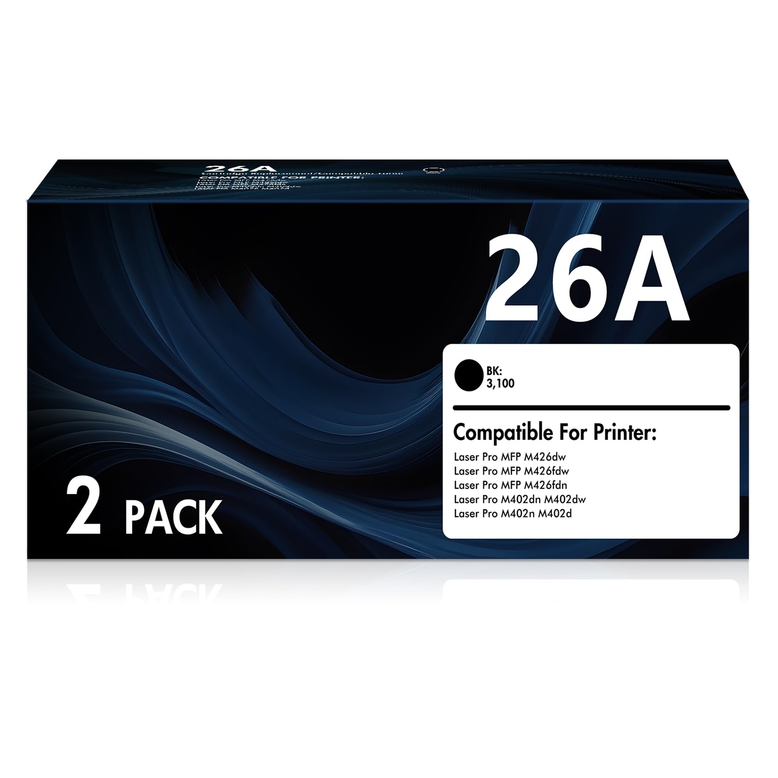 26A CF226A Toner Cartridge 2 Packs LaserJet Pro MFP M426fdn Compatible for HP 26A CF226A 26 26X Toner for Laser Jet Pro MFP M426dw M426fdw M426fdn M402dn M402n M402d M402dw Printer Ink (Black)