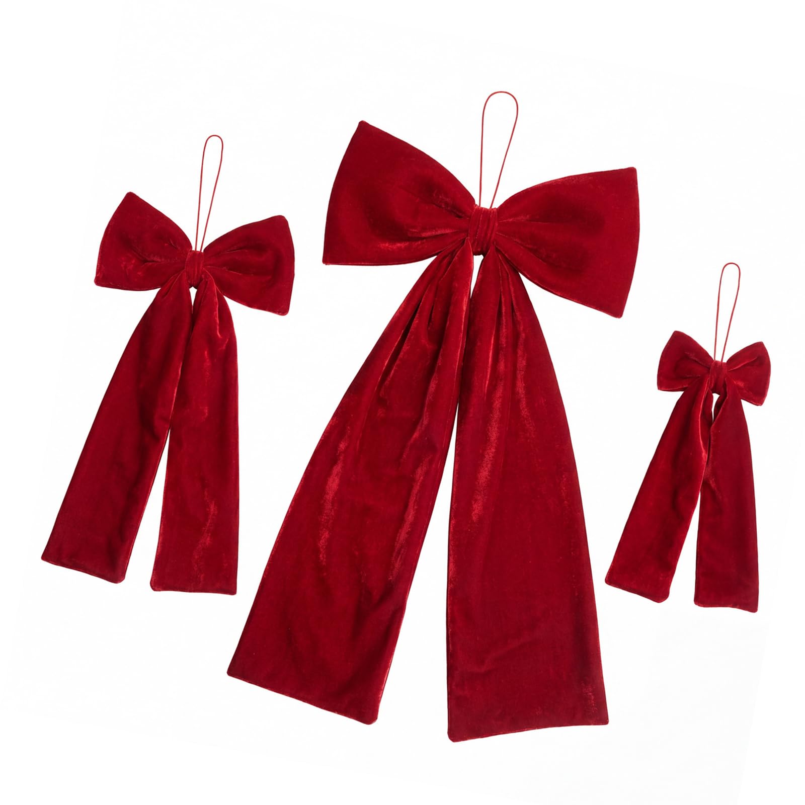 Jazuaiao 3Pcs Velvety Fabric Bowknot Ornament Holiday Bowknot Christmas Tree Decoration for Wreath Mantels Home Decoration Handle Bends