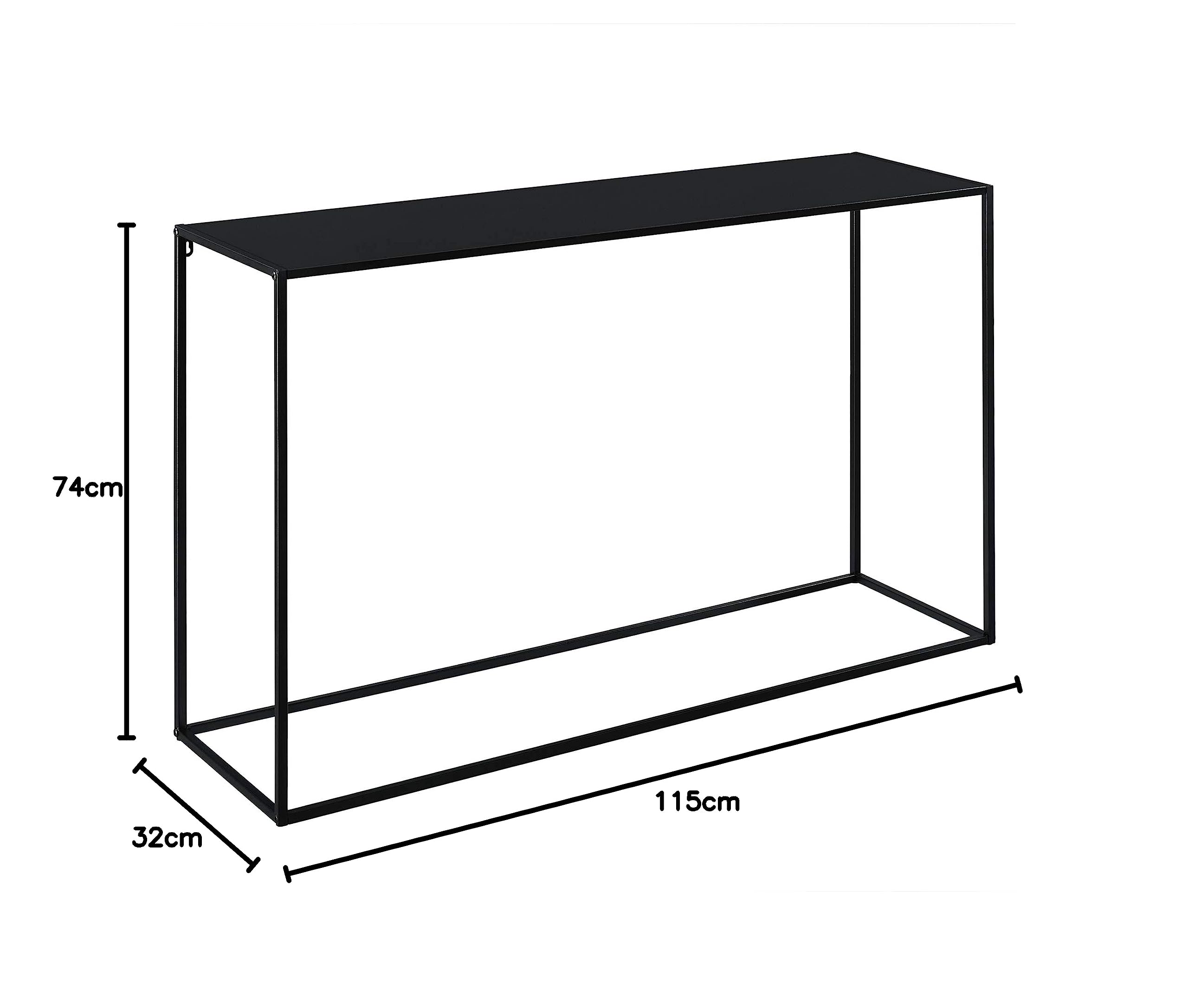 [en.casa] Tavolo a Consolle in Metallo 74 x 115 x 32 cm Mobile Alto Stretto per Ingresso Corridoio Tavolo da Appoggio - Nero