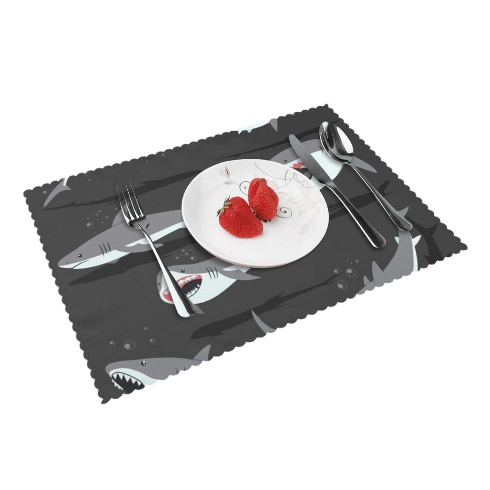 Bnvsadc Fish 4 Pcs Heat Resistant Placemat 45X30 Cm, Printed Non-Slip Place Mats For Kitchen Dining Table Indoor Outdoor