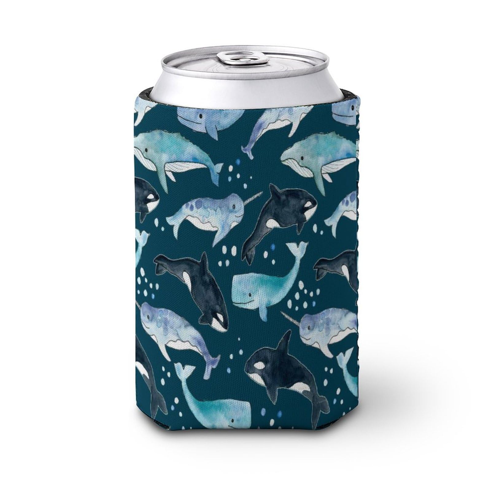 Whales Orcas Narwhals On Navy Print Iced Coffee Sleeves Reusable Cup Sleeve Cups Holder for Cold Hot Drinks
