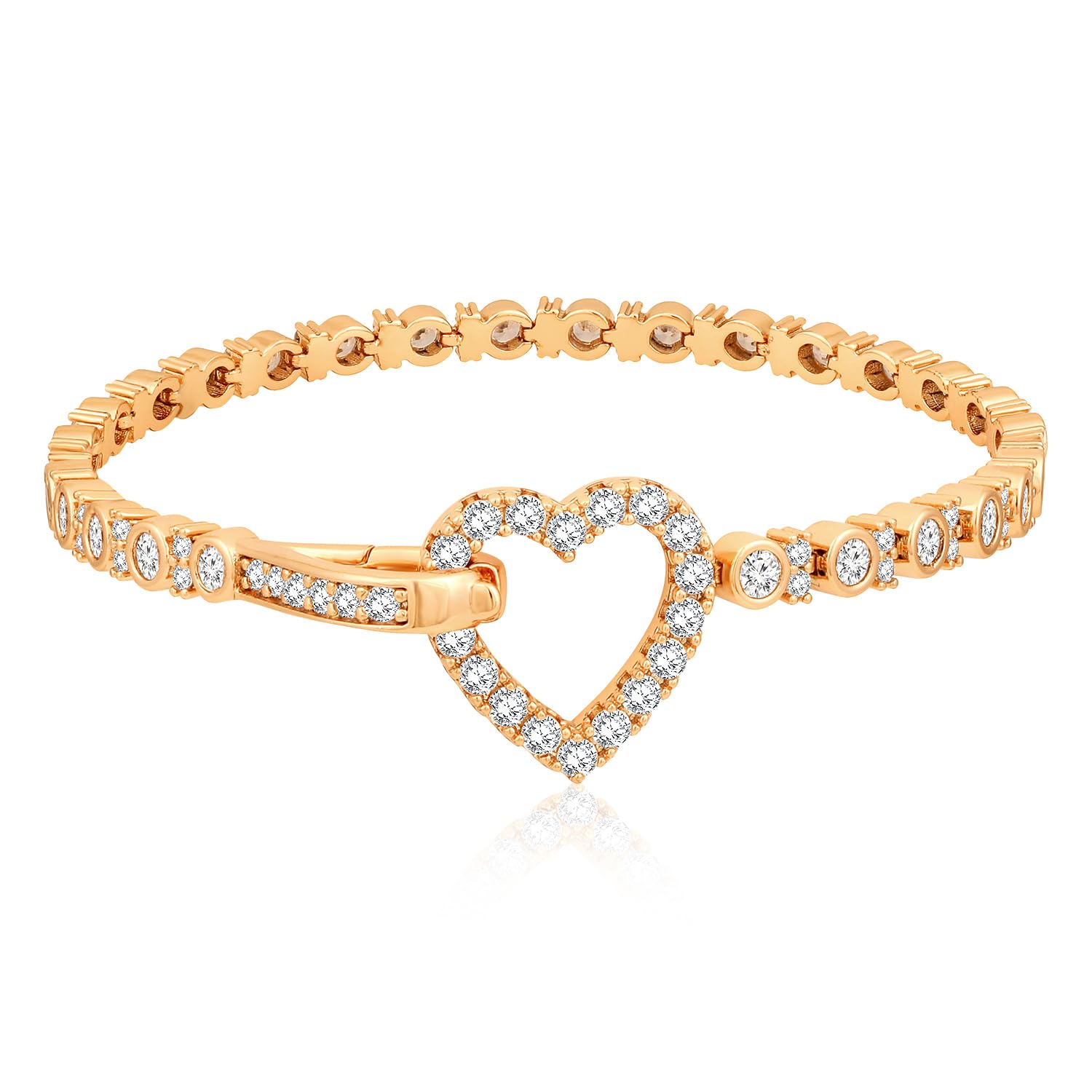 Peora Gold Plated Cubic Zirconia Studded Openable Heart Shape Bracelet Fancy Contemporary Fashion Jewellery for Women & Girls (B0D83DTB6H) Amazon Price History, Amazon Price Tracker