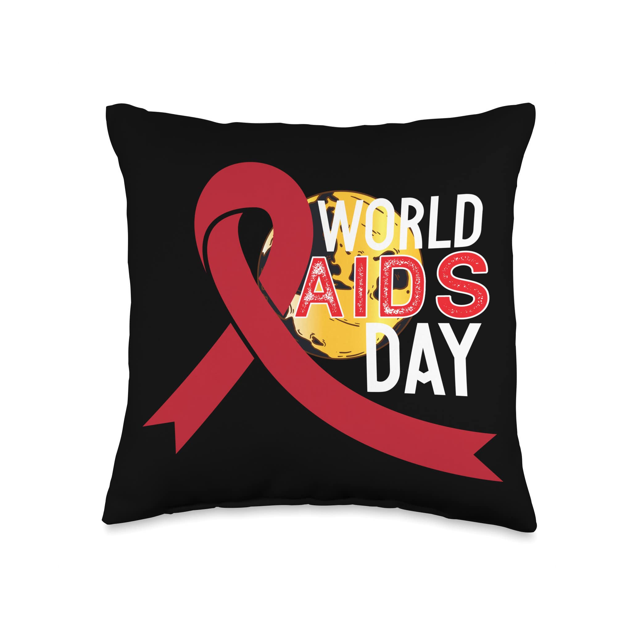 Hiv Test, Hiv Therapy, Hiv/aids, Hiv Symptoms, Red Ribbon, Hiv Positive, World Aids Day Throw Pillow, 16x16, Multicolor