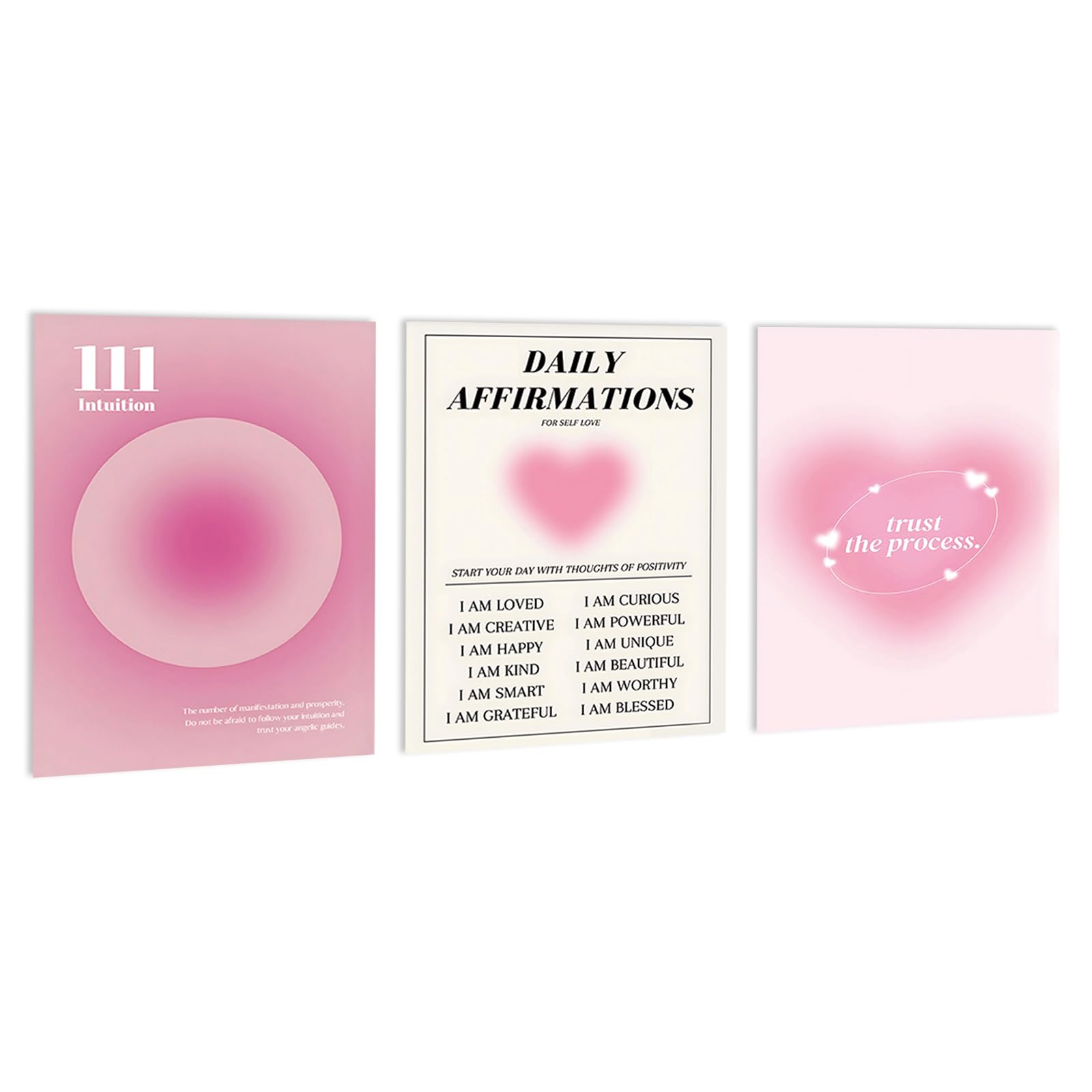 burkfeeg Juego de Imágenes Estéticas para Decoración de Habitaciones Póster Decoración Rosa para Dormitorio de Niñas y Adolescentes Lienzo de pared Aura Degradado Rosa 3 Unidades sin Marco 30 x 40 cm