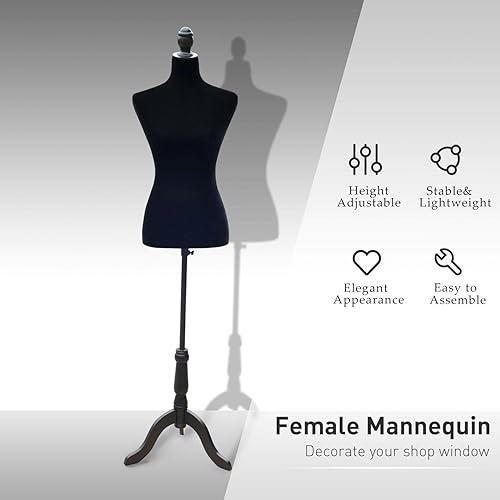 Miniatura 3 de Cuerpo de maniquí, forma de vestido femenino, cuerpo de maniquí, torso de 60 a 67 pulgadas de altura ajustable, cuerpo de mujer, exhibición de ropa