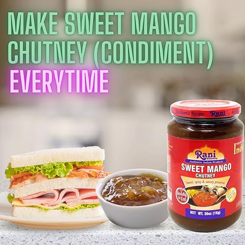 Miniatura 3 de Rani Sweet Mango Chutney (Indian Preserve) 36 oz (2.2 libras) Paquete económico, tarro de vidrio, listo para comer, vegano  Sin gluten, totalmente