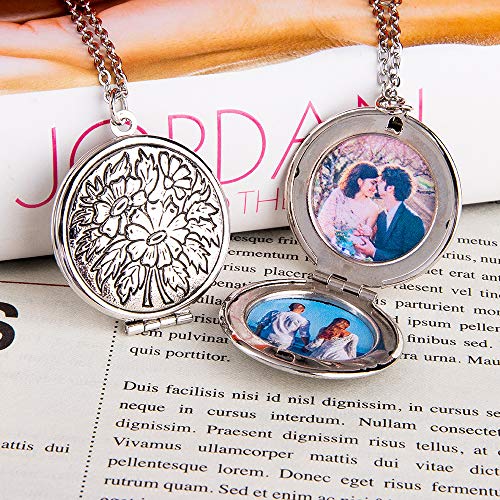 Personalized Photo Necklace For Women Memorial Locket That Holds 2 Pictures Round Customized Pendant With Adjustable Chain Engraved Keepsake Gift(Sliver) #TOP1