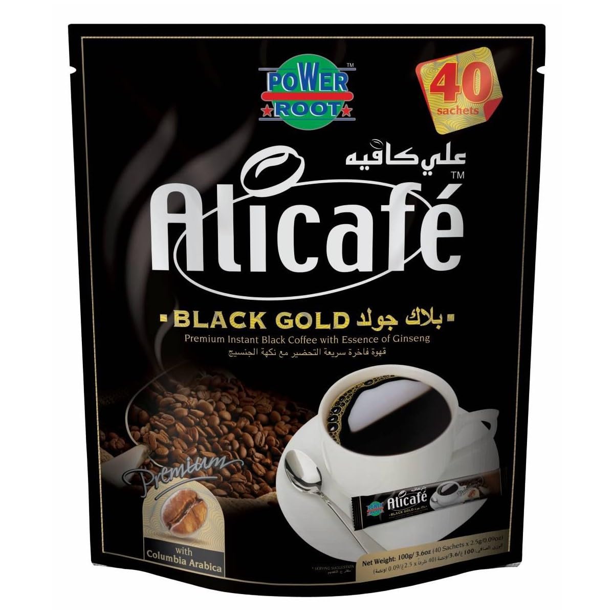 Alicafe Black Gold Instant no sugar Black coffee with essence of ginseng | 40 x 2.5g | Imported from Malaysia-picture-19