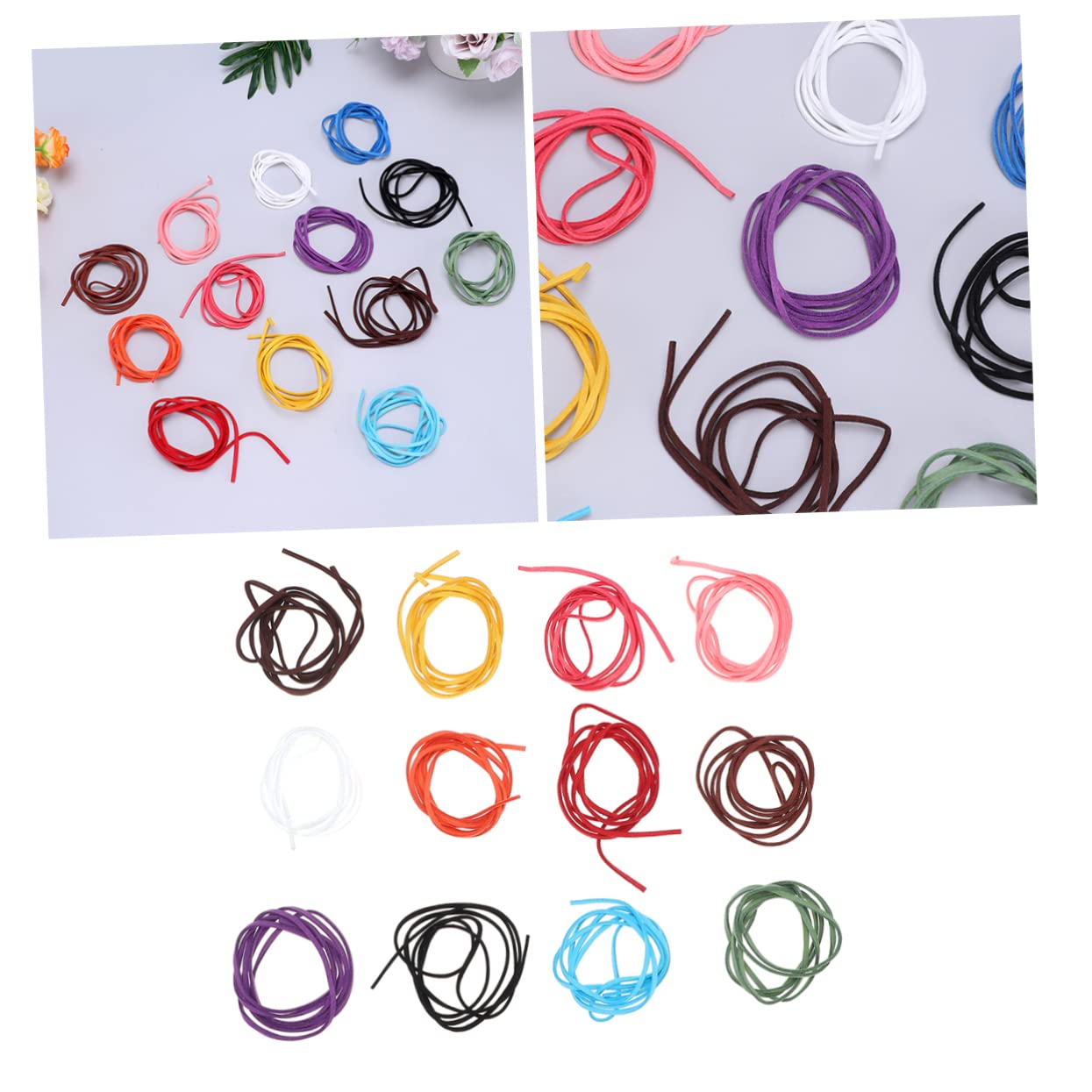 Angoily 20 Pcs Plush Leather Cords for Jewelry Making Double Sided Flat DIY Rope Mixed Colors for Bracelets and Necklaces for Crafts and Fashion Projects
