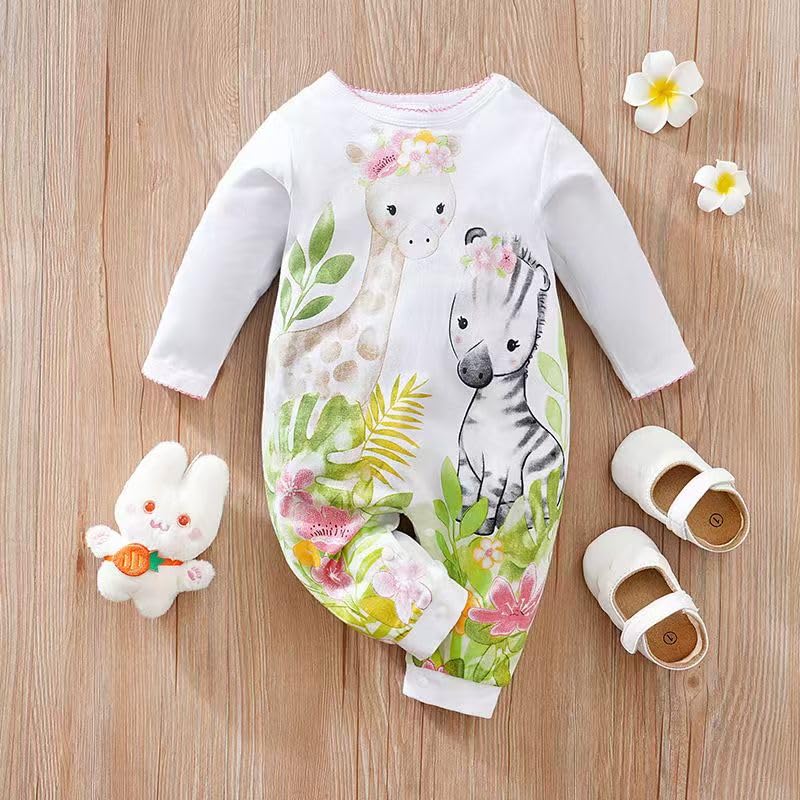 FITFIFTH POD Cute Zebra Baby Girl Clothes Lace Collar Cuffs Romper for Baby 9~12Months 100% Cotton Soft Long Sleeve Jumpsuit