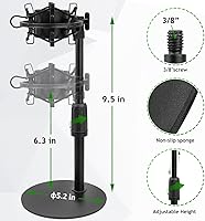 Vista 3 de Upgraded AT2020 Desktop Mic Stand, Adjustable Mic Stand Desk with Shock Mount and Foam Windscreen for Audio Technica AT2020 AT2020USB+ AT2035