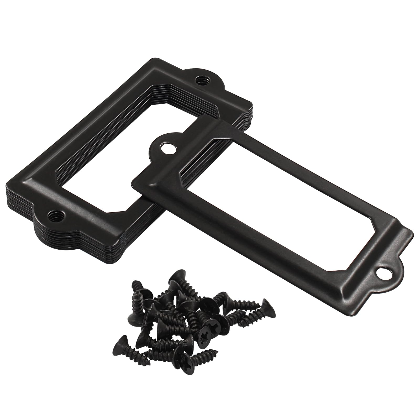 Lot De 20 Supports De Cartes Noirs 82x40mm - Cadre Étiquette Tiroir, Poignée Meuble Et Porte-Nom